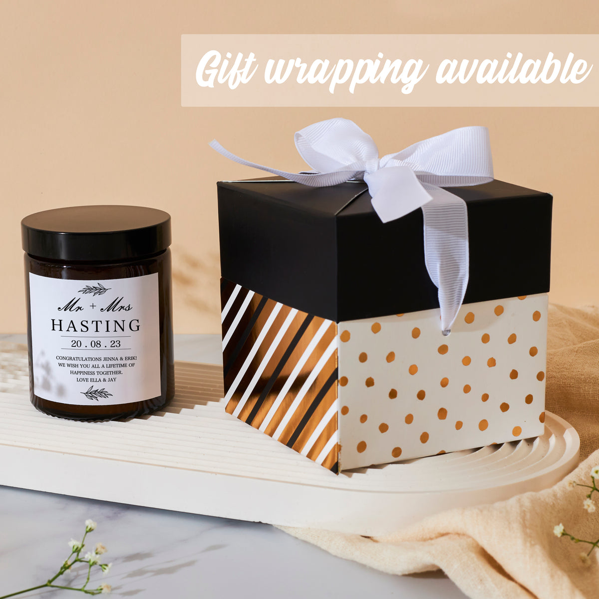 Personalised Wedding Gift Apothecary Scented Candle