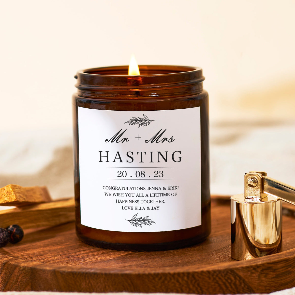 Personalised Wedding Gift Apothecary Scented Candle