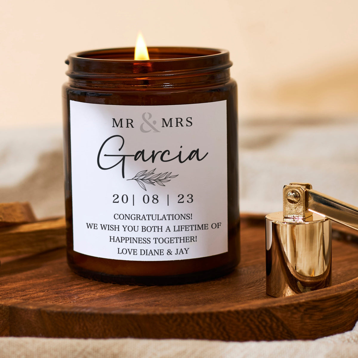 Personalised Wedding Gift Scented Candle