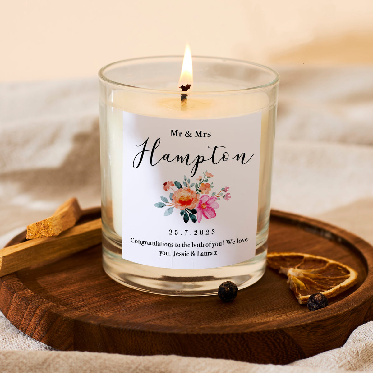 Personalised Wedding Gift Scented Candle